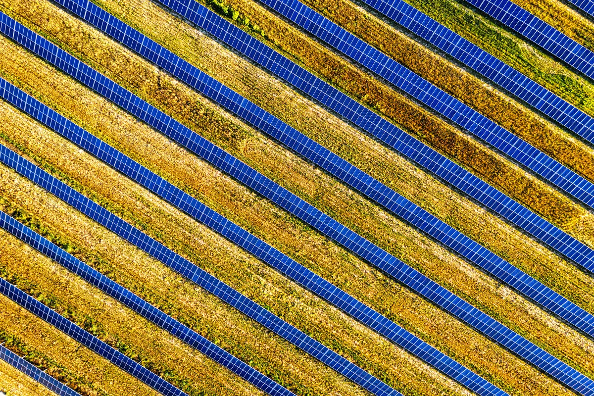 A solar panel outdoors, the power source most automatic coop doors now use