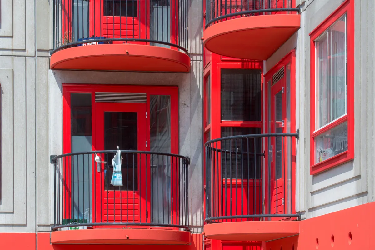 Apartment balconies on a facade, the balcony step in how to pet proof your apartment